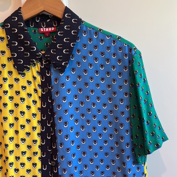 STAUD Pallas Top, Size S, Color Blocked Calico Print - Picture 6 of 10